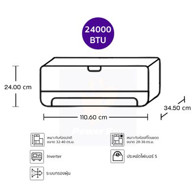 HAIER แอร์ติดผนัง UV Cool Deluxe 24000 BTU Inverter รุ่น HSU-24VRWA03T + ท่อ